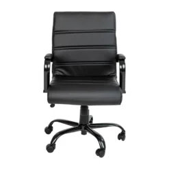 Emma And Oliver Mid-Back Black LeatherSoft Executive Swivel Office Chair With Chrome Frame/Arms -Home furnishings 5971899 ALT3