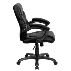 Emma And Oliver Mid-Back Black LeatherSoft Overstuffed Task Ergonomic Office Chair With Arms -Home furnishings 5971906 ALT3
