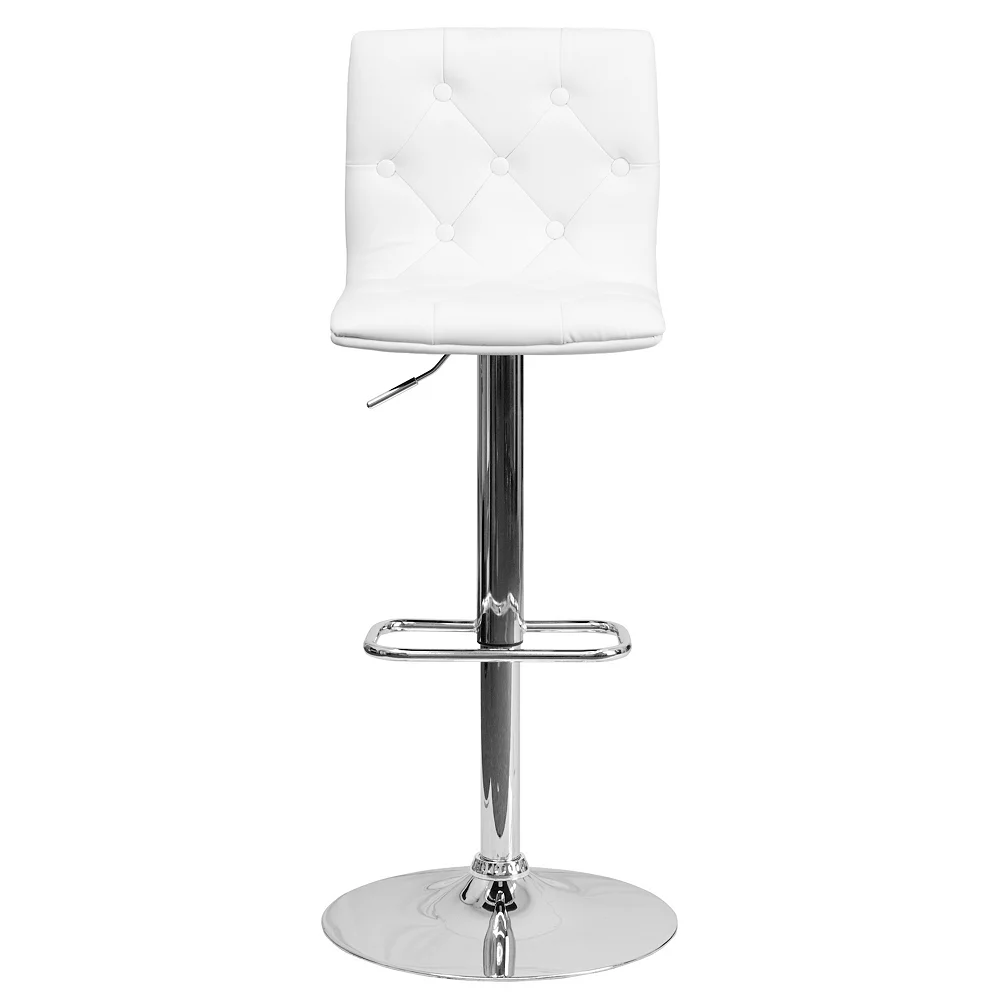 Emma And Oliver Button Tufted Black Vinyl Adjustable Height Barstool 6 Emma And Oliver Button Tufted Black Vinyl Adjustable Height Barstool - Image 4