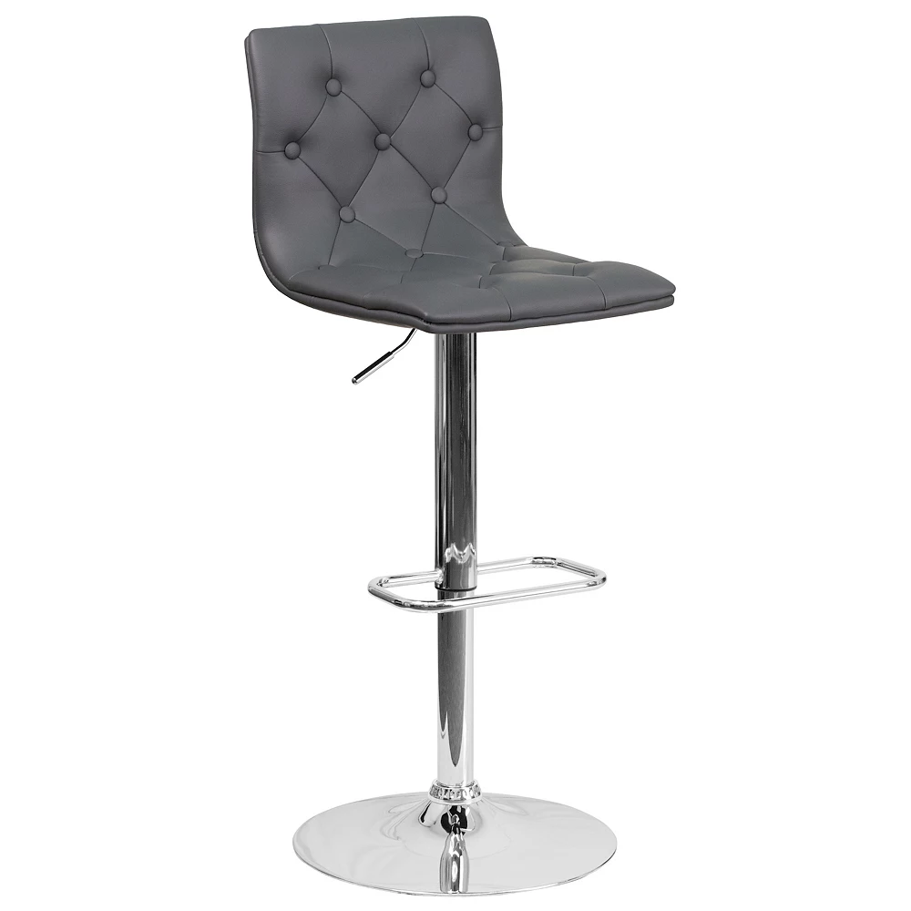 Emma And Oliver Button Tufted Black Vinyl Adjustable Height Barstool 3 Emma And Oliver Button Tufted Black Vinyl Adjustable Height Barstool