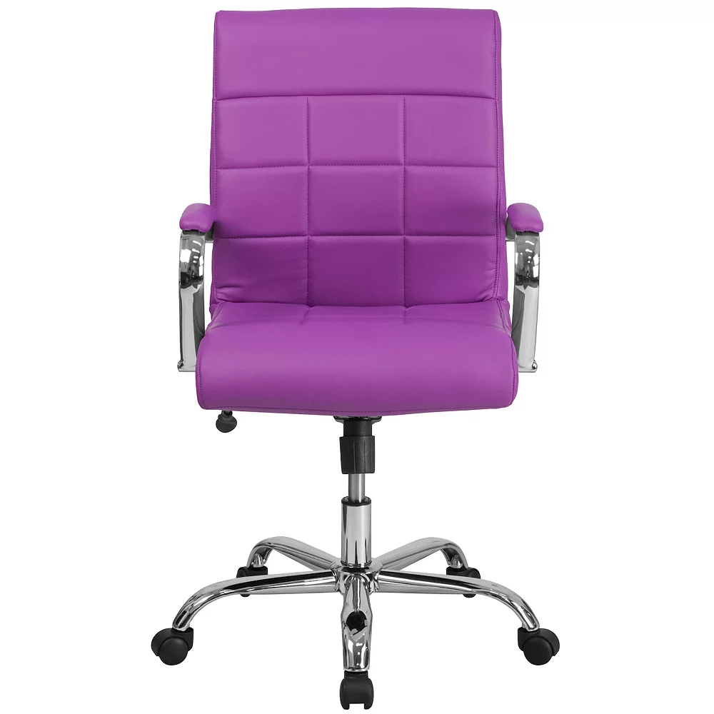 Emma And Oliver Mid-Back Green Vinyl Executive Swivel Office Chair With Chrome Base And Arms 6 Emma And Oliver Mid-Back Green Vinyl Executive Swivel Office Chair With Chrome Base And Arms - Image 4
