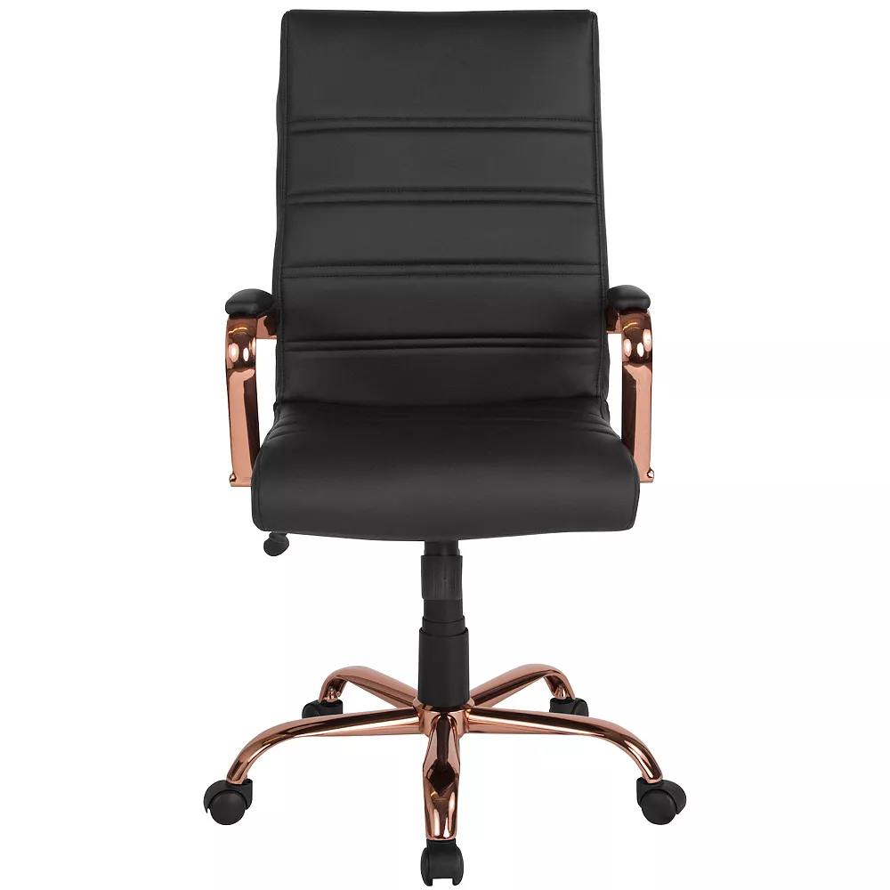 Emma And Oliver High Back White LeatherSoft Executive Swivel Office Chair With Gold Frame/Arms 6 Emma And Oliver High Back White LeatherSoft Executive Swivel Office Chair With Gold Frame/Arms - Image 4