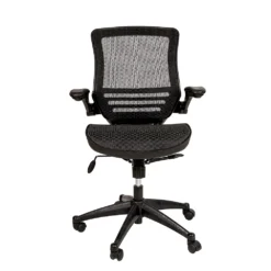 Emma And Oliver Mid-Back Black Mesh Executive Swivel Flip-Up Arm Office Chair Gold Frame 9 Emma And Oliver Mid-Back Black Mesh Executive Swivel Flip-Up Arm Office Chair Gold Frame -Home furnishings 5972335 ALT3