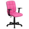 Emma And Oliver Mid-Back Black Quilted Vinyl Swivel Task Office Chair With Arms
