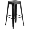 Emma And Oliver Commercial Grade 30"H Backless Distressed Red Metal Indoor-Outdoor Barstool