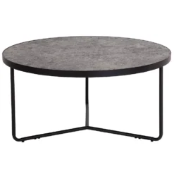 Emma And Oliver 31.5" Round Indoor Coffee Table In Faux Concrete Finish - Living Room Table