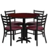 Emma And Oliver 36RD Natural Table Set-X-Base & 4 Ladder Back Chairs,Burgundy Seat 2 Emma And Oliver 36RD Natural Table Set-X-Base & 4 Ladder Back Chairs,Burgundy Seat -Home furnishings 5972355 Mahoganytopburgundy