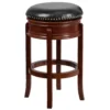 Emma And Oliver 29"H Backless Cappuccino Wood Swivel Barstool With Carved Apron 1 Emma And Oliver 29"H Backless Cappuccino Wood Swivel Barstool With Carved Apron -Home furnishings 5972368 Light Cherry