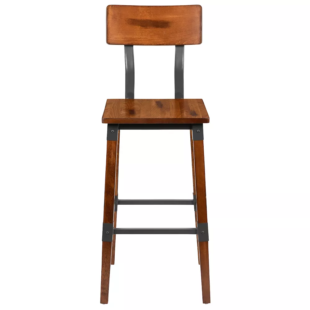 Emma And Oliver 2 Pack Commercial Grade Rustic Walnut Industrial Style Wood Dining Barstool 6 Emma And Oliver 2 Pack Commercial Grade Rustic Walnut Industrial Style Wood Dining Barstool - Image 4