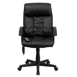 Emma And Oliver High Back Ergonomic Massage Black LeatherSoft Ripple Office Chair, Remote Pocket -Home furnishings 5972379 ALT3