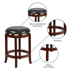 Emma And Oliver 24"H Backless Light Cherry Wood Counter Stool -Home furnishings 5972380 ALT2