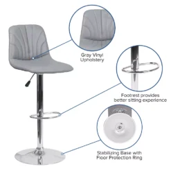 Emma And Oliver Black Vinyl Embellished Stitch Adjustable Height Barstool 8 Emma And Oliver Black Vinyl Embellished Stitch Adjustable Height Barstool -Home furnishings 5972825 ALT2