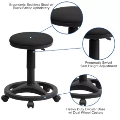 Emma And Oliver Black Ergonomic Stool With Foot Ring -Home furnishings 5972826 ALT2