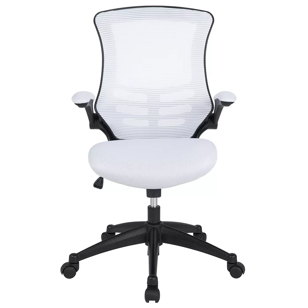 Emma And Oliver Mid-Back White Mesh Swivel Ergonomic Task Office Desk Chair With Flip-Up Arms 6 Emma And Oliver Mid-Back White Mesh Swivel Ergonomic Task Office Desk Chair With Flip-Up Arms - Image 4