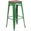 Emma And Oliver 30"H Backless Silver Metal Barstool With Wood Seat 2 Emma And Oliver 30"H Backless Silver Metal Barstool With Wood Seat -Home furnishings 5972850 Green