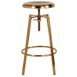 Emma And Oliver Industrial Style Barstool With Swivel Lift Seat In Rose Gold -Home furnishings 5972854 ALT3