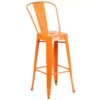 Emma And Oliver Commercial Grade 30"H Red Metal Indoor-Outdoor Barstool With Back -Home furnishings 5972857 Orange