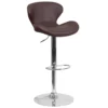 Emma And Oliver Gray Vinyl Adjustable Height Curved Back Barstool