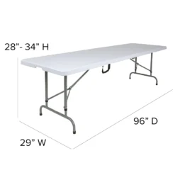 Emma And Oliver 8-Foot Height Adjustable Bi-Fold Granite White Plastic Folding Table With Handle 9 Emma And Oliver 8-Foot Height Adjustable Bi-Fold Granite White Plastic Folding Table With Handle -Home furnishings 5972876 ALT3