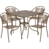 Emma And Oliver Commercial Grade 35.5" Square Black Patio Table Set-4 Round Back Chairs -Home furnishings 5972884 Gold