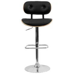 Emma And Oliver Beech Bentwood Adjustable Height Barstool With Tufted Upholstery -Home furnishings 5972896 ALT3