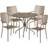 Emma And Oliver Commercial Grade 35.25" Round Gold Patio Table Set-4 Square Back Chairs -Home furnishings 5972899 Gold