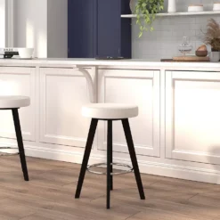 Emma And Oliver 24"H Cappuccino Wood Counter Height Stool With White Vinyl Seat 5 Emma And Oliver 24"H Cappuccino Wood Counter Height Stool With White Vinyl Seat -Home furnishings 5972906 ALT