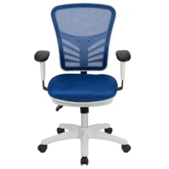 Emma And Oliver Mid-Back Black Mesh/White FrameMultifunction Ergonomic Office Chair With Arms -Home furnishings 5972912 ALT3