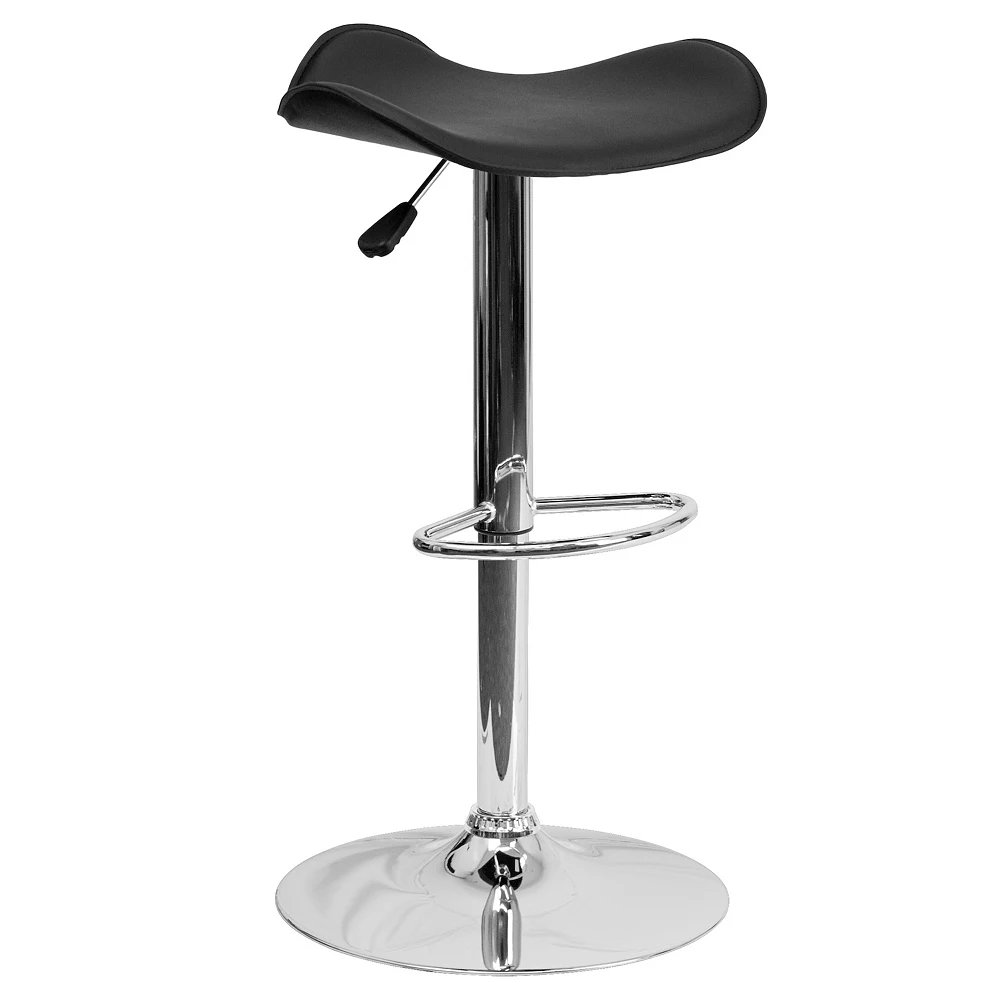Emma And Oliver White Vinyl Adjustable Height Barstool With Wavy Seat 3 Emma And Oliver White Vinyl Adjustable Height Barstool With Wavy Seat