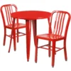 Emma And Oliver Commercial Grade 30" Round Black Metal Table Set-2 Vertical Slat Back Chairs 1 Emma And Oliver Commercial Grade 30" Round Black Metal Table Set-2 Vertical Slat Back Chairs -Home furnishings 5972923 Red