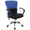 Emma And Oliver Mid-Back Blue Mesh Swivel Task Office Chair, Lumbar Support And Arms