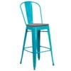 Emma And Oliver 30"H Purple Metal Barstool With Back And Wood Seat -Home furnishings 5972941 Crystal Tealblue