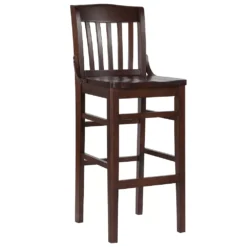 Emma And Oliver School House Back Mahogany Wood Barstool