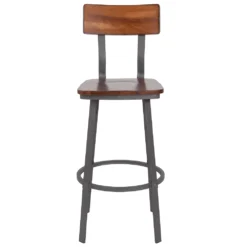 Emma And Oliver Rustic Walnut Dining Barstool With Wood Back/Seat & Gray Frame -Home furnishings 5972960 ALT3