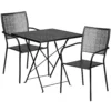 Emma And Oliver Commercial Grade 28" Square Gold Folding Patio Table Set-2 Square Back Chairs -Home furnishings 5972965 Black