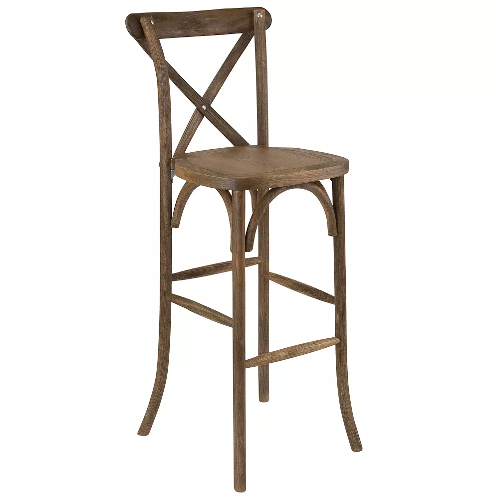 Emma And Oliver Dark Antique Wood Cross Back Barstool 3 Emma And Oliver Dark Antique Wood Cross Back Barstool