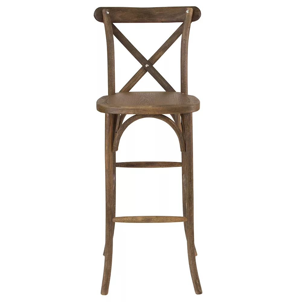 Emma And Oliver Dark Antique Wood Cross Back Barstool 6 Emma And Oliver Dark Antique Wood Cross Back Barstool - Image 4