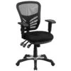 Emma And Oliver Mid-Back Black Mesh Multifunction Ergonomic Office Chair With Adjustable Arms
