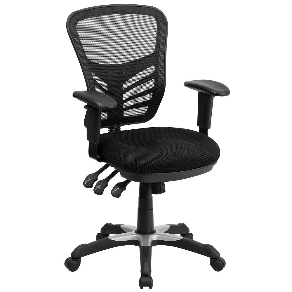 Emma And Oliver Mid-Back Black Mesh Multifunction Ergonomic Office Chair With Adjustable Arms 3 Emma And Oliver Mid-Back Black Mesh Multifunction Ergonomic Office Chair With Adjustable Arms