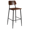 Emma And Oliver Industrial Barstool With Gunmetal Steel Frame And Rustic Wood Seat -Home furnishings 5972987