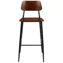 Emma And Oliver Industrial Barstool With Gunmetal Steel Frame And Rustic Wood Seat -Home furnishings 5972987 ALT3