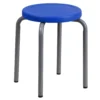 Emma And Oliver Stackable Stool With Blue Seat And Silver Powder Coated Frame