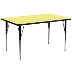 Emma And Oliver 30x72 Yellow Thermal Laminate Adjustable Activity Table