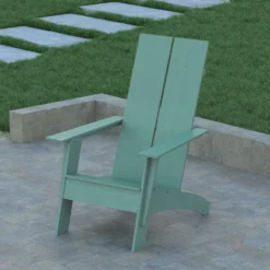 Emma And Oliver Gray Modern Dual Slat Back Indoor/Outdoor Adirondack Style Patio Chair -Home furnishings 5973992 ALT2