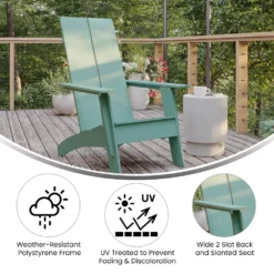Emma And Oliver Gray Modern Dual Slat Back Indoor/Outdoor Adirondack Style Patio Chair -Home furnishings 5973992 ALT3