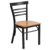 Emma And Oliver Black Three-Slat Ladder Back Metal Dining Chair - Cherry Wood Seat -Home furnishings 5973993 Naturalblack