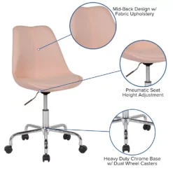 Emma And Oliver Mid-Back Brown Fabric Pneumatic Lift Task Office Chair With Chrome Base -Home furnishings 5974087 ALT2