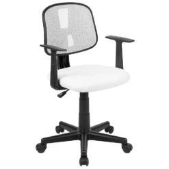 Emma And Oliver Pivot Back Gray Mesh Swivel Task Office Chair With Arms, BIFMA Certified