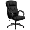 Emma And Oliver High Back Black LeatherSoft Swivel Office Chair Titanium Nylon Base/Loop Arms -Home furnishings 5974100