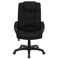 Emma And Oliver High Back Black LeatherSoft Multi-Line Stitch Swivel Office Chair With Arms -Home furnishings 5974104 ALT3